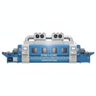 SYKM-H-924RC 세르보 드라이브 납 피더 플렉소 프린터 슬로터 다이 커터 900x2400mm 산업용 AC 냉각